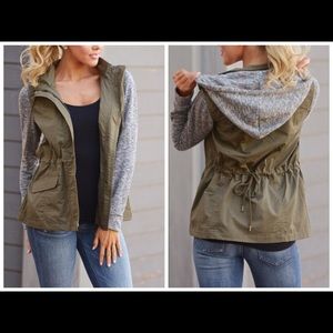 When I'm with You Hooded Jacket-Olive
